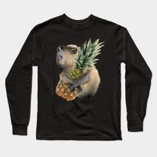 Capybara Eating Pineapple Long Sleeve T-Shirt